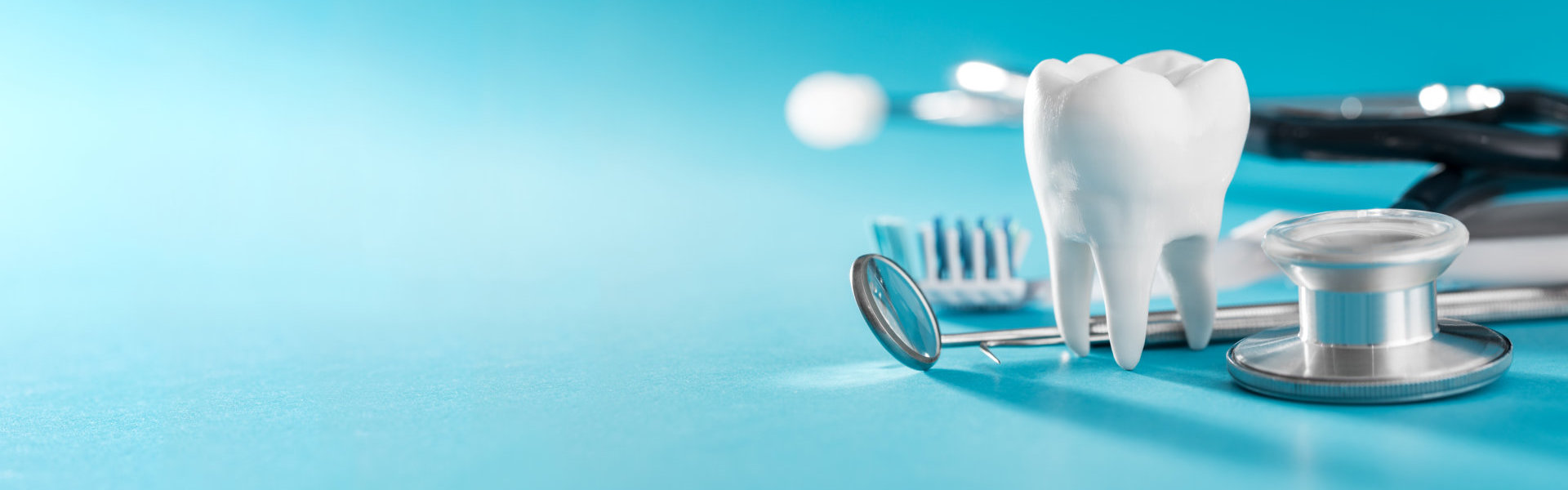 tooth portrait in a blue background