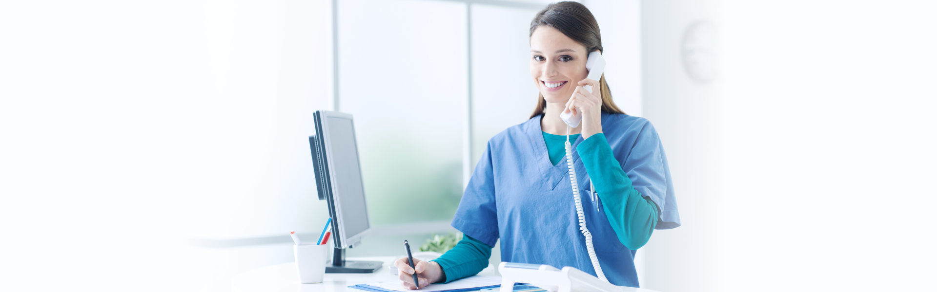 doctor working at the reception desk